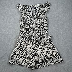 Pants Store Animal Print Romper Jumpsuit Size Small Flutter Sleeve V-Neck Ruffle